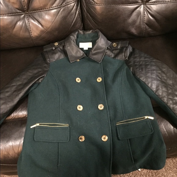 Women's peacoat with leather sleeves Clearance